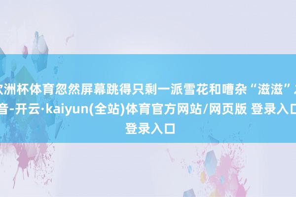 欧洲杯体育忽然屏幕跳得只剩一派雪花和嘈杂“滋滋”之音-开云·kaiyun(全站)体育官方网站/网页版 登录入口